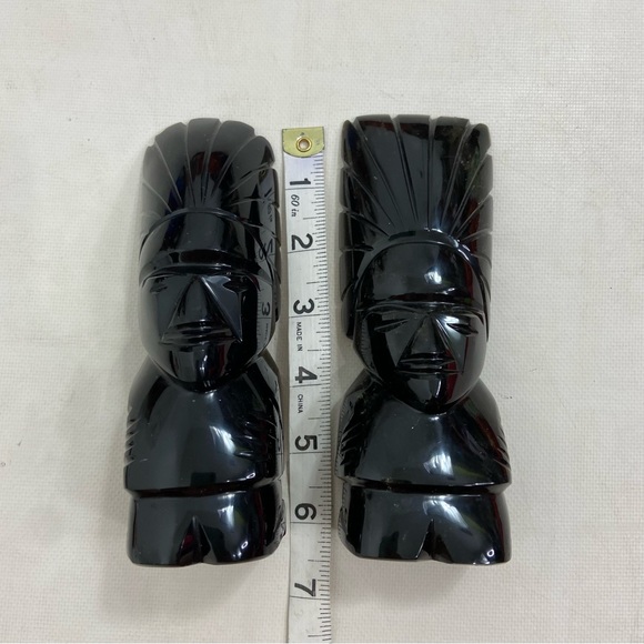 Black onyx Aztec native American Tiki chief statues/Bookends - Picture 9 of 9